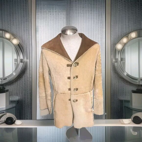 Reversible Genuine Shearling & Leather Coat Size S $1795 - Picture 1 of 11
